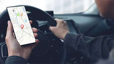 person using gps on phone
