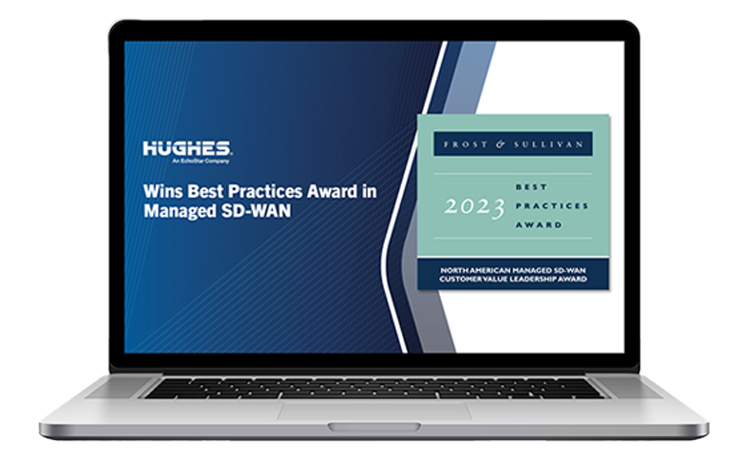 Frost & Sullivan Best Practices Award in Managed SD-WAN on computer screen
