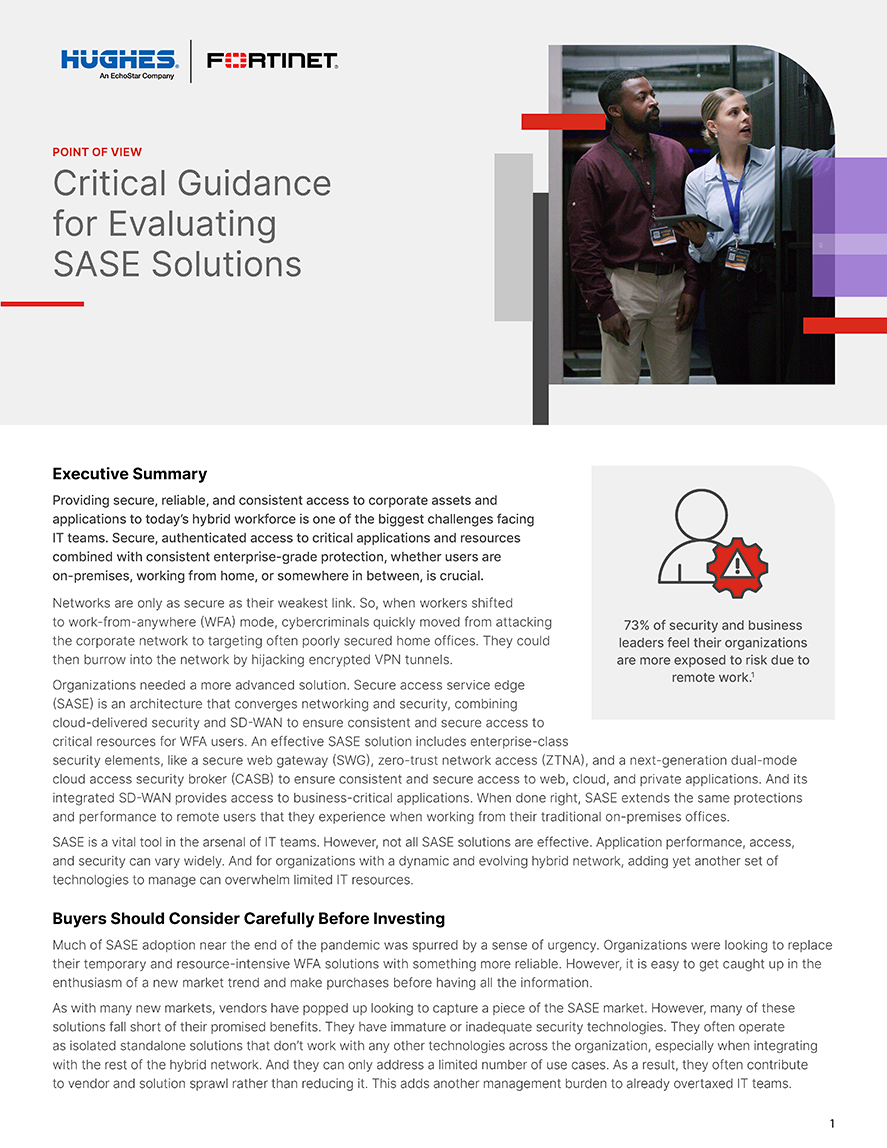 Critical Guudance for Evaluating SASE Solutions 