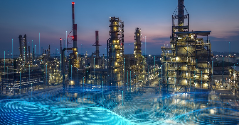 Oil refinery at night 