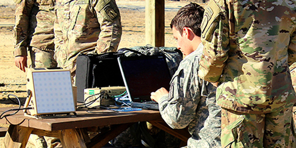 solider on laptop