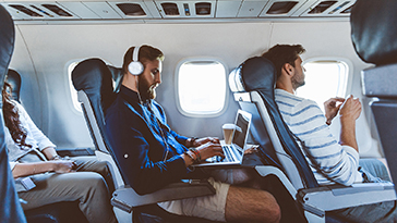 people using wifi on plane