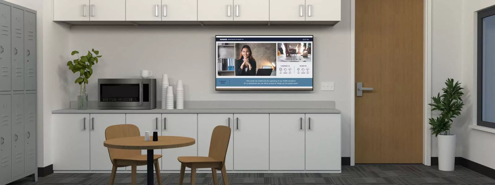 Kitchen with Hughes digital signage 