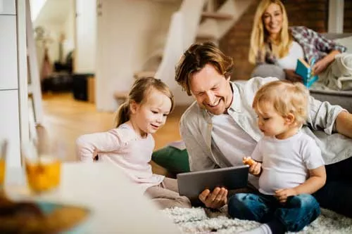 Family having fun with internet