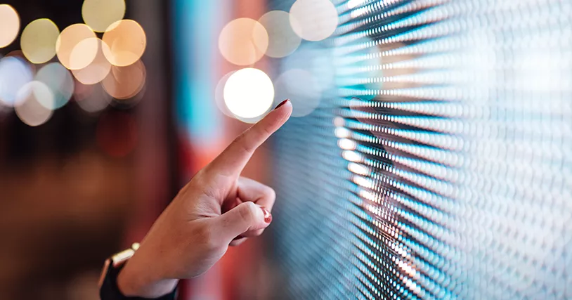 woman touching screen