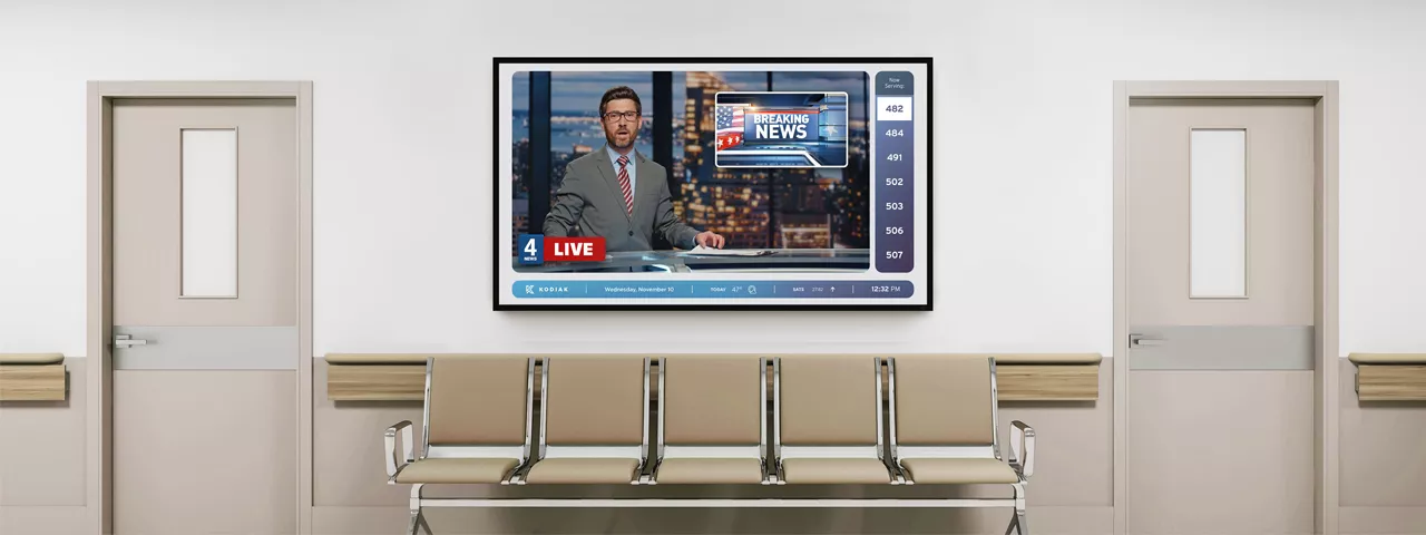 digital signage shown in a waiting room