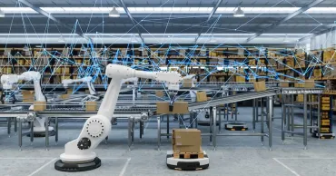 Robot in action in a warehouse