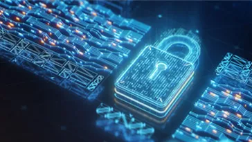 lock over techy background