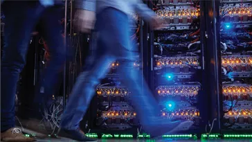 people walking in server room