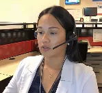 Female concierge staff on headset