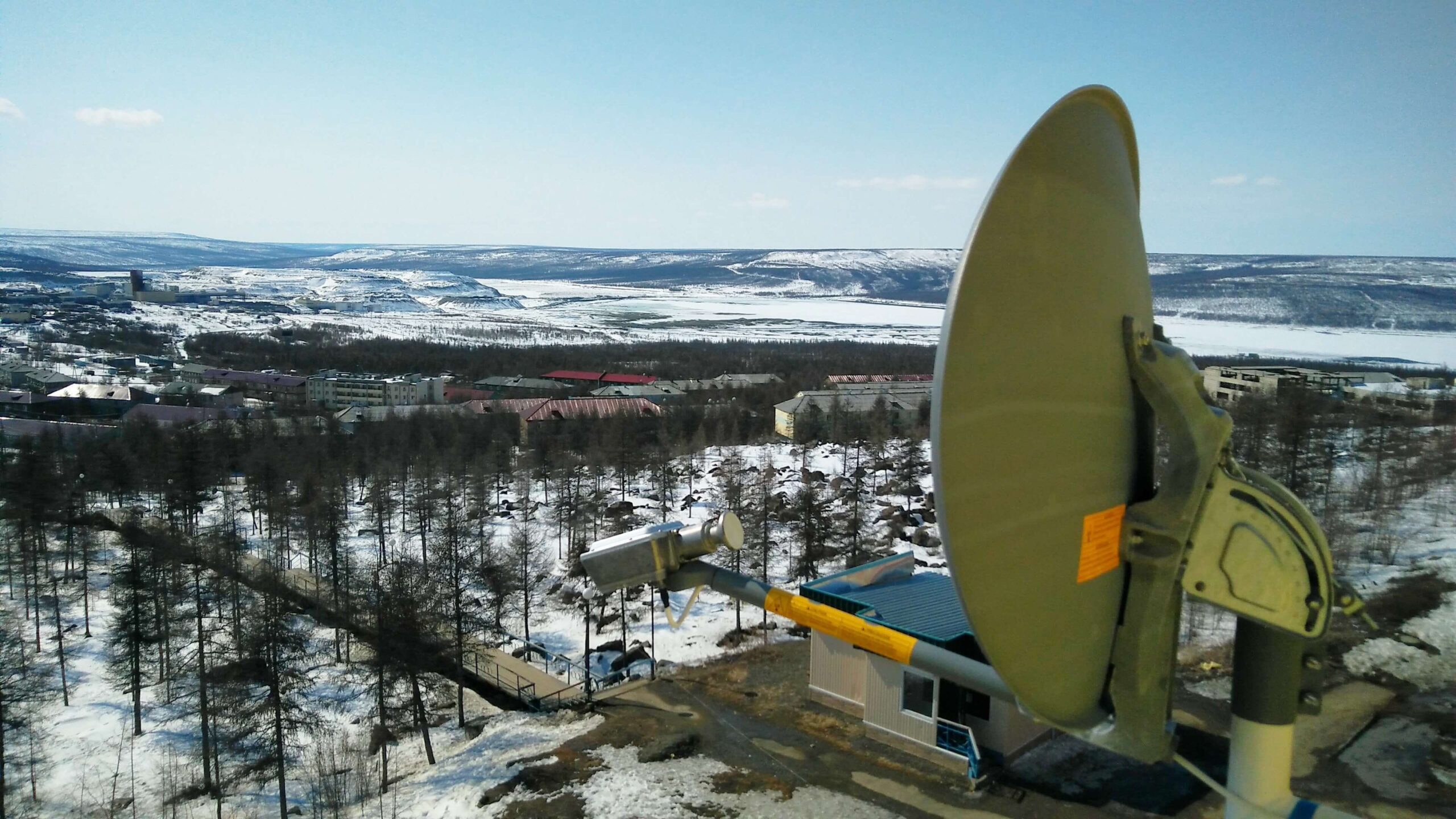 Satellite in Snowy atmosphere