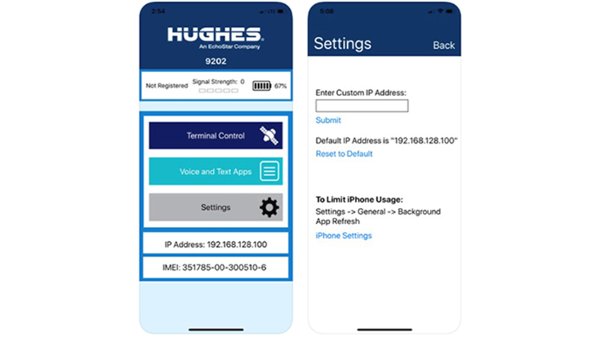 Hughes BGAN App for iOS