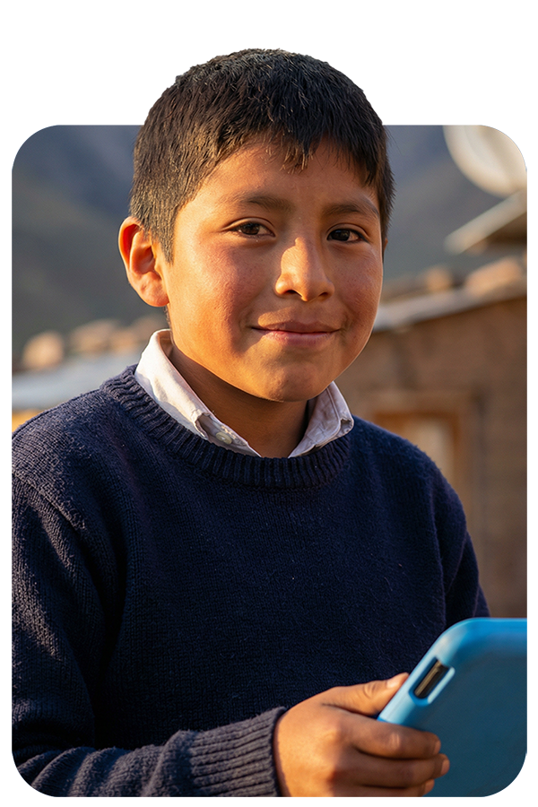 young latin american boy using tablet device