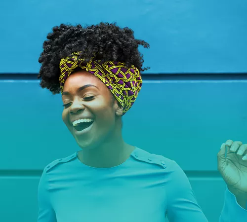 cheerful woman smiling