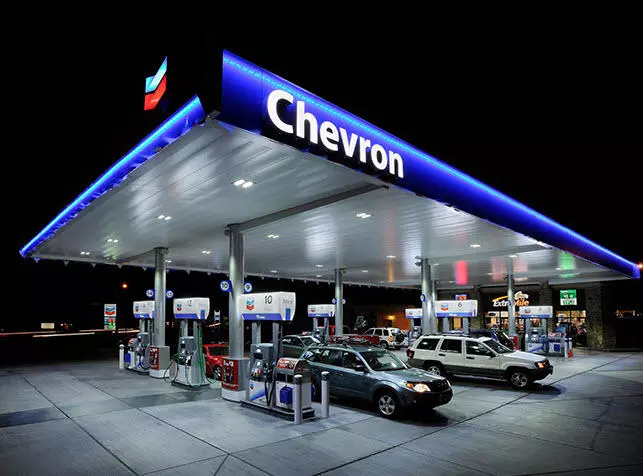 Chevron station at night