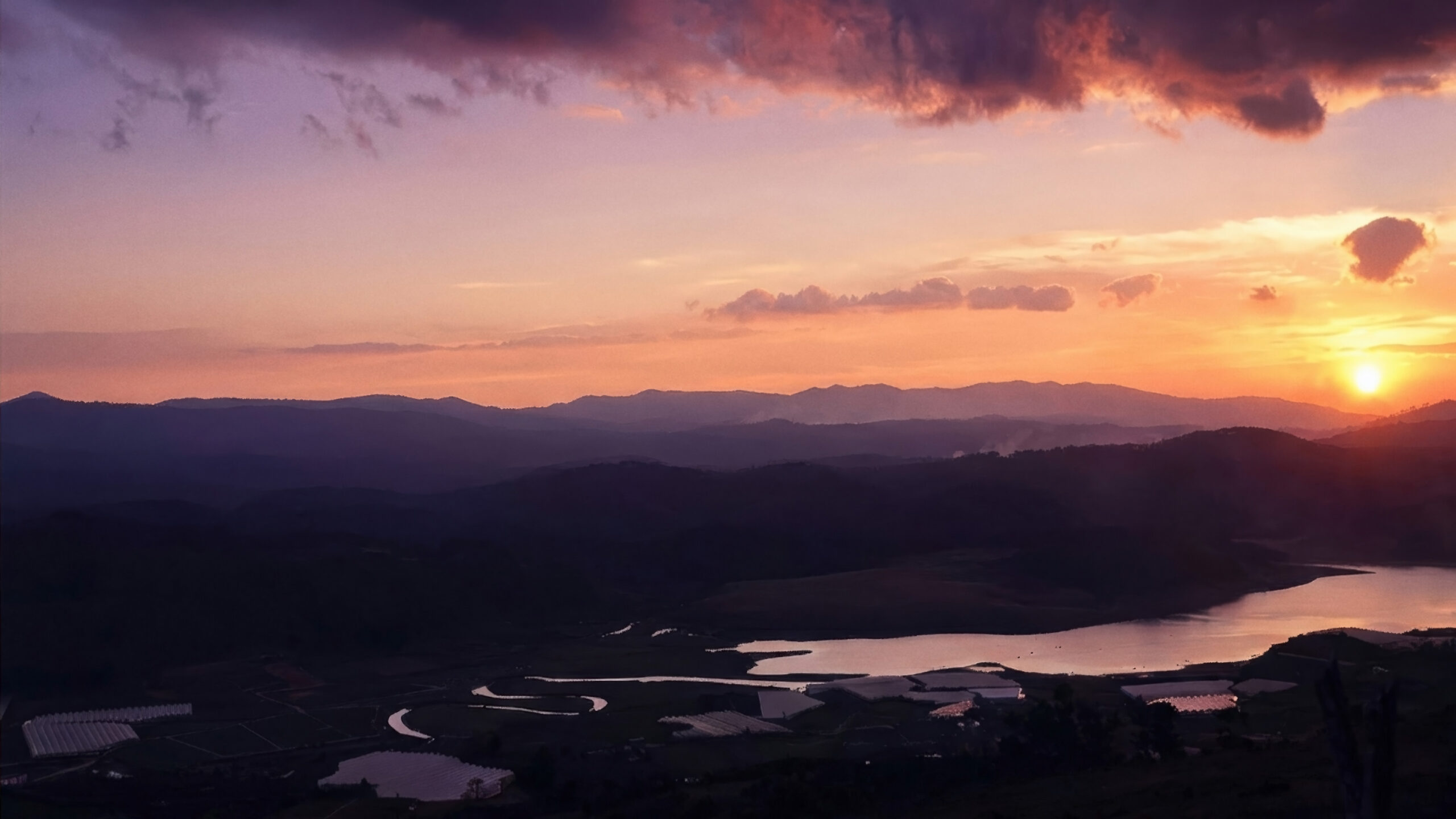 Rural landscape at sunset
