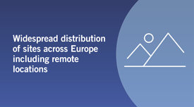 Widespread distribution of sites across Europe including remote locations