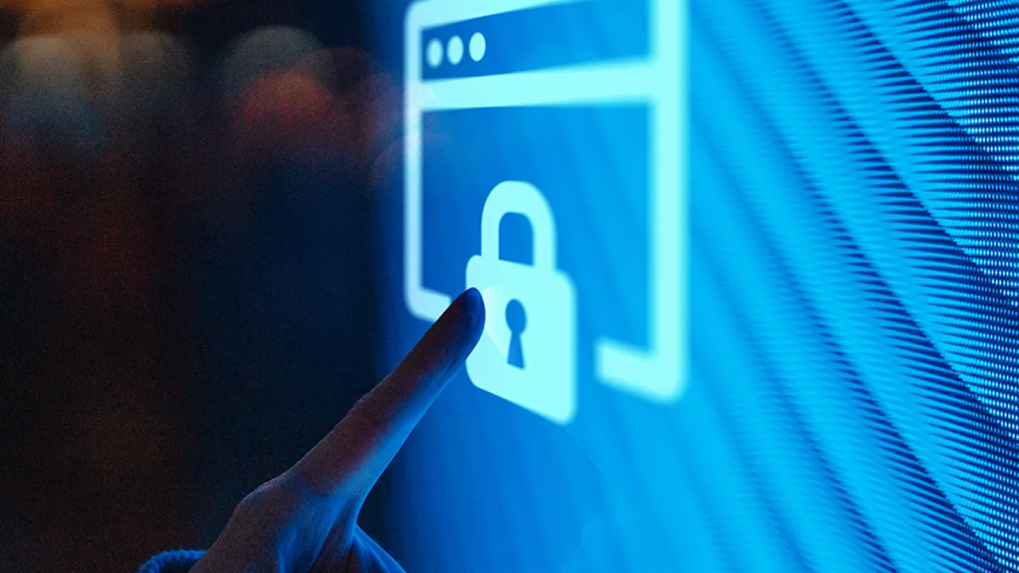 person touching lock icon on screen