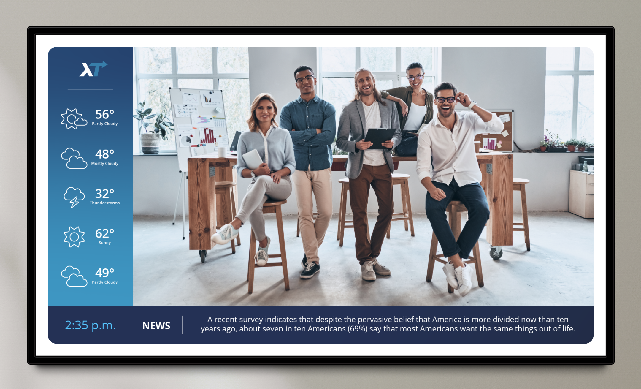 people on a news screen