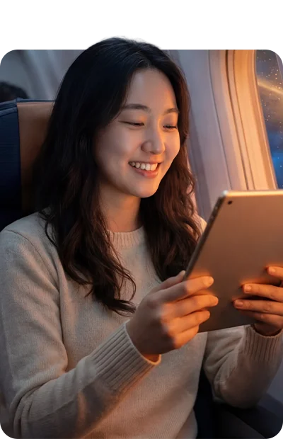 In-flight connectivity user on device