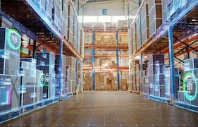 Computer vision looking at a warehouse