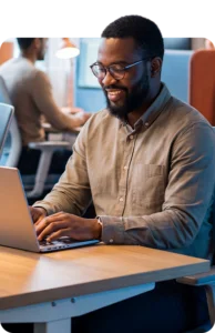 Enterprise customer at computer