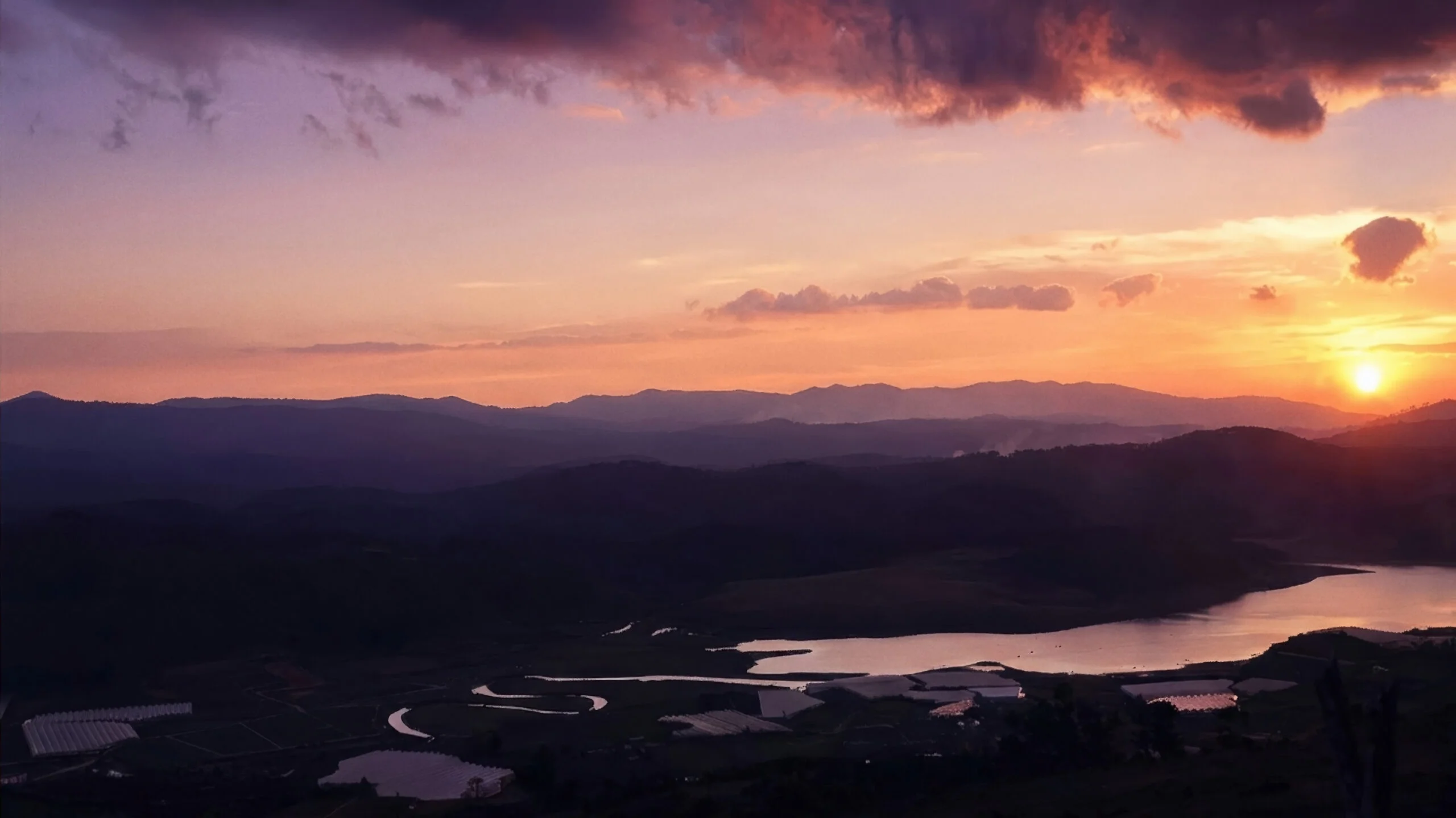 Rural landscape at sunset