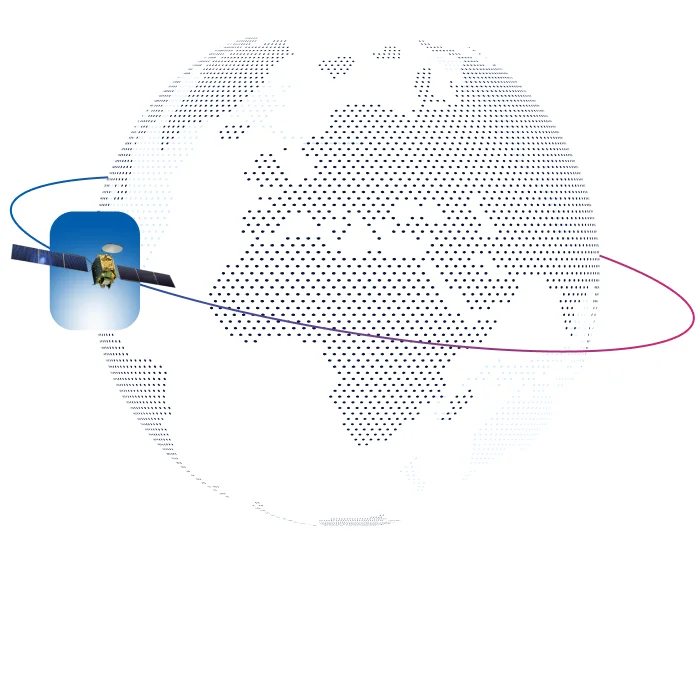 Hughes HTS satellite orbiting around connected globe