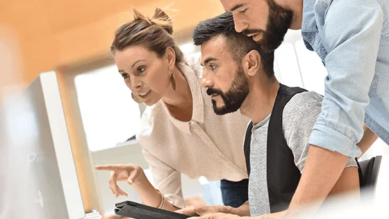 Employees collaborating